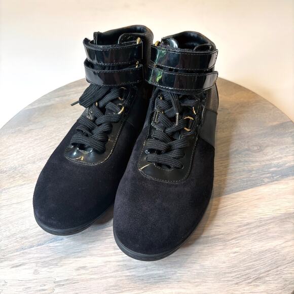 Authentic Louis Vuitton Black Monogram Move Up High Top Sneakers Shoes Size 7.5 - Picture 6 of 13